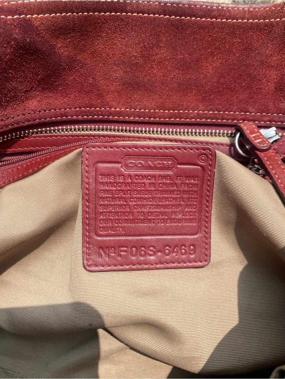 Coach Wine Burgundy Suede Tote with Matching (non Coach) Wallet & cleaning brush - Picture 2 of 5